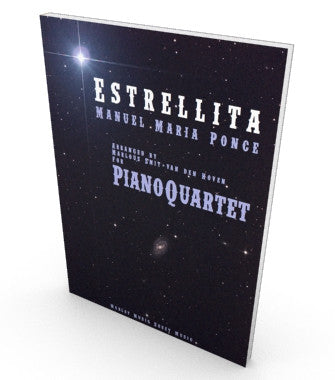 Estrellita by Ponce, sheet music for piano quartet. Score and parts in PDF.