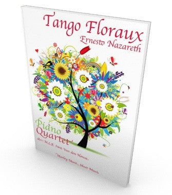 Tango Floraux, salon sheet music for piano quartet, score and parts.